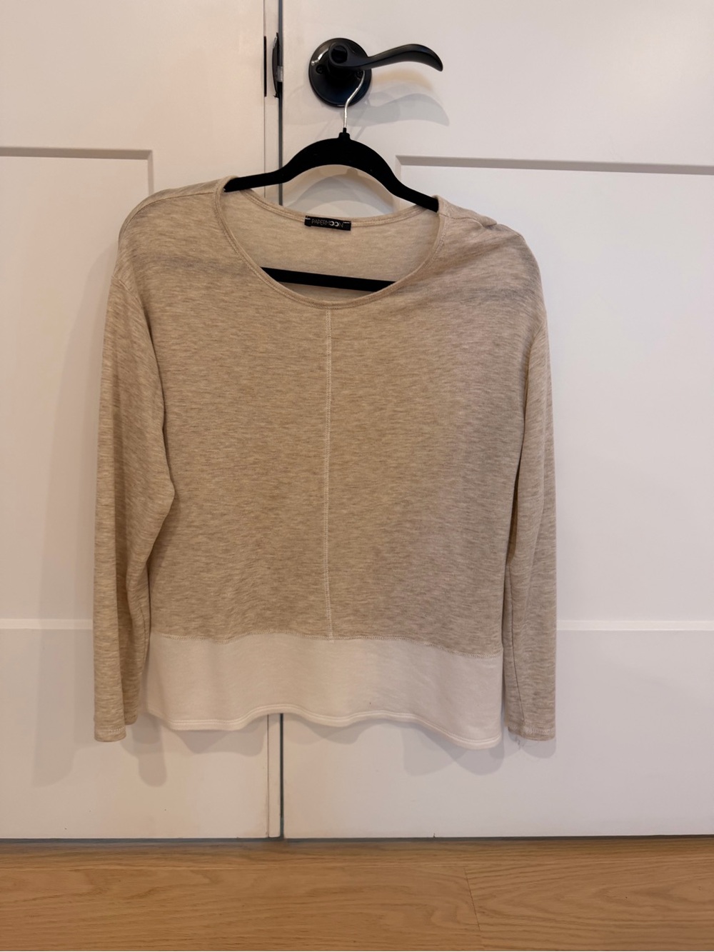 Papermoon Tan and Cream Colorblock Long Sleeve Tee